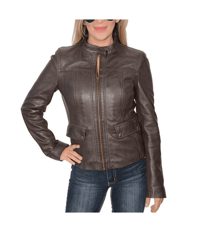 Brown-Casual-Biker-leather-jacket