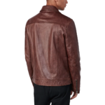 Plain Casual Brown Leather Jacket
