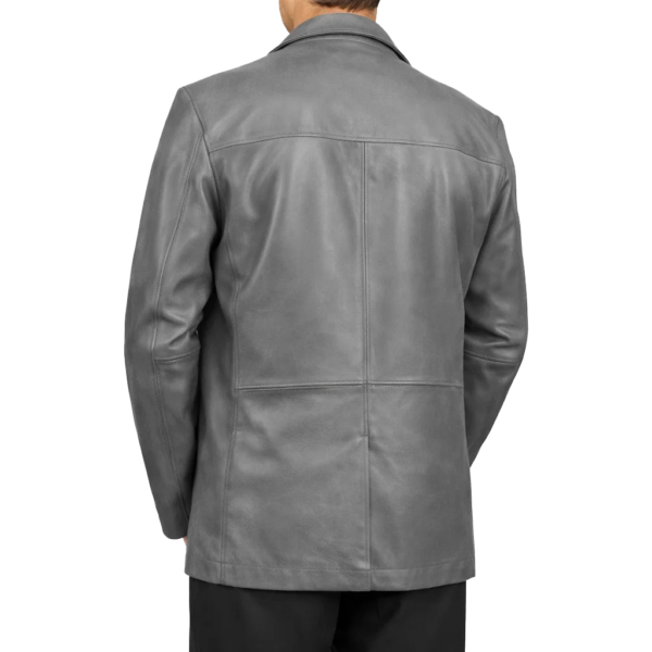 Two Buttoned Grey Leather Blazer