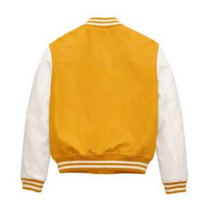 Yellow and White Varsity Jacket model style
