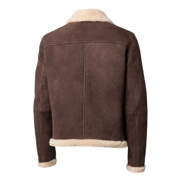 Men Brown Sherpa Suede Jacket
