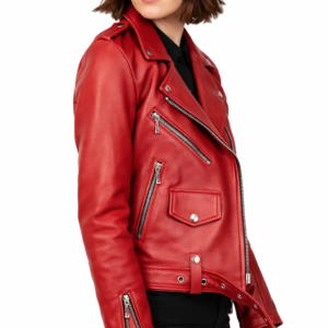 Moto Red Leather Jacket model style