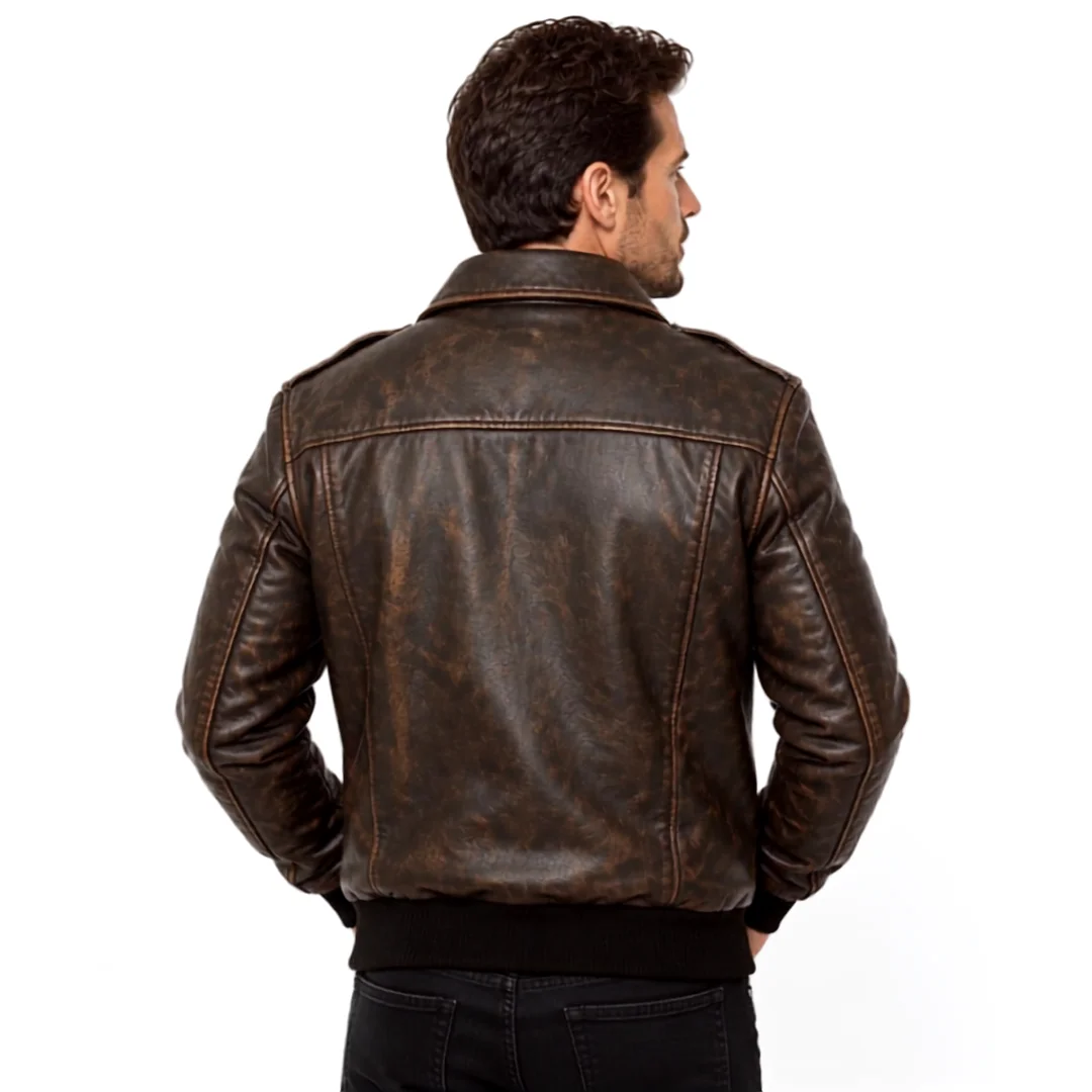A2 Distressed Leather Jacket back