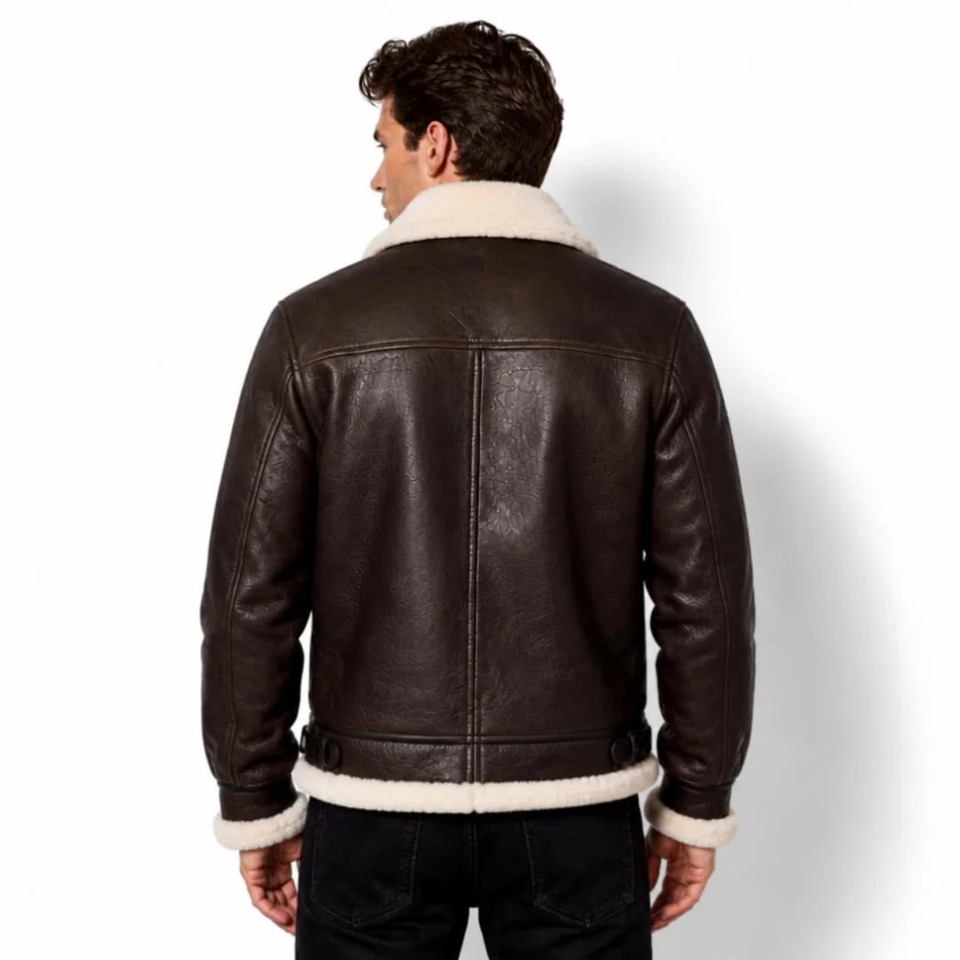 Aviator Brown Shearling Jacket back