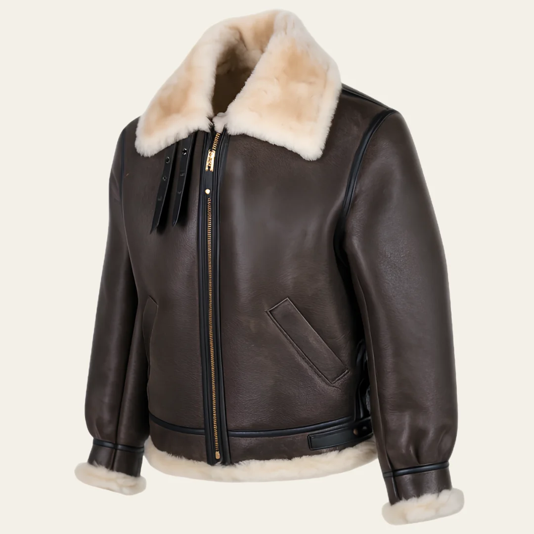 Aviator Brown Shearling Jacket side