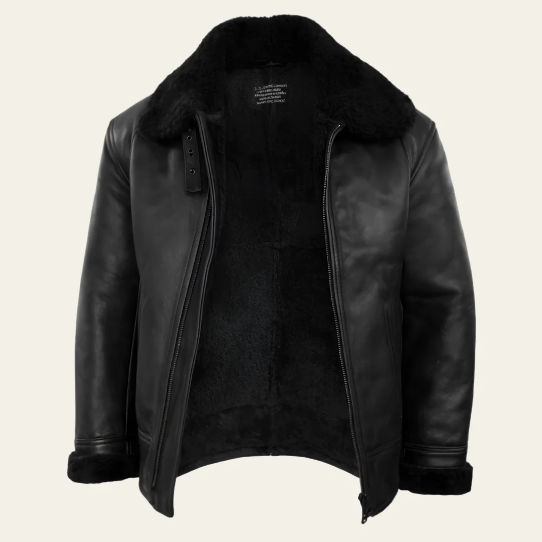 Men B3 Real Leather Shearling Jacket open