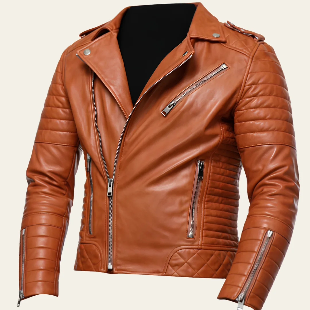 Men Cafe Racer Quilted Leather Jacket