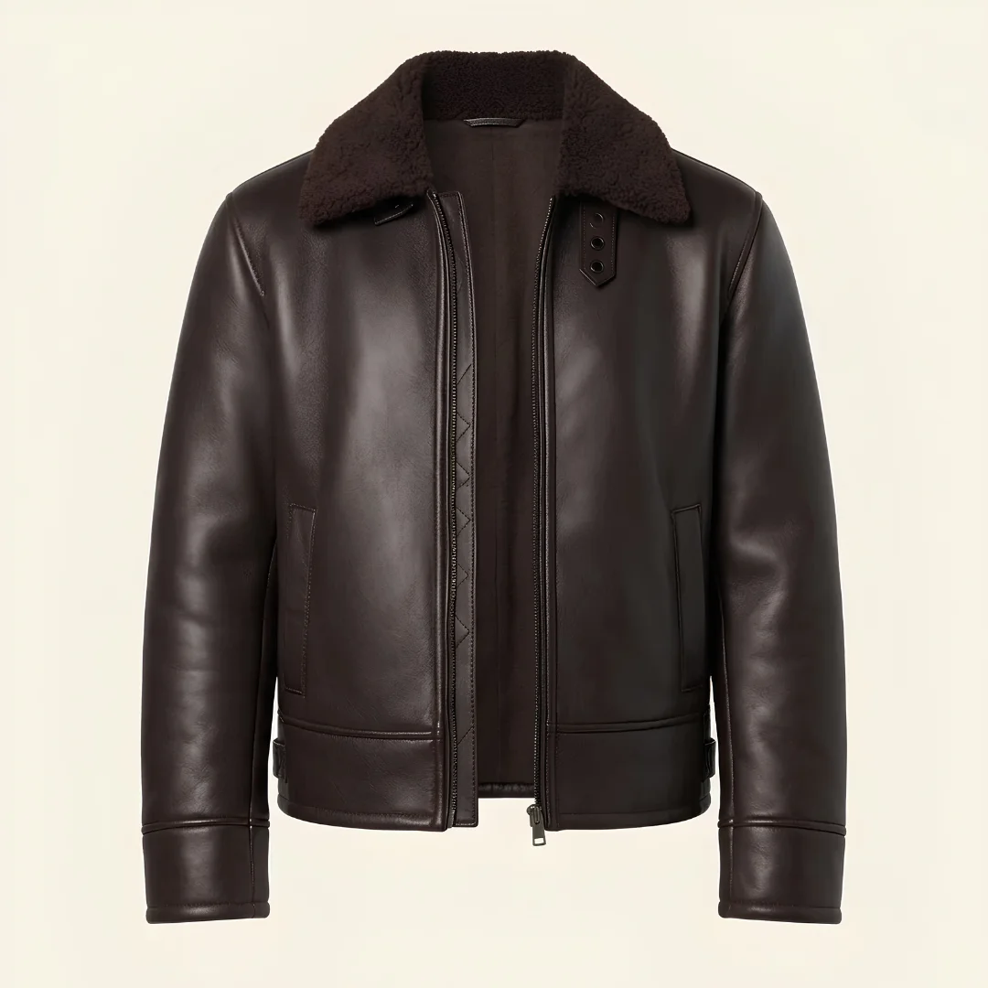 Men Pilot Brown Leather Jacket