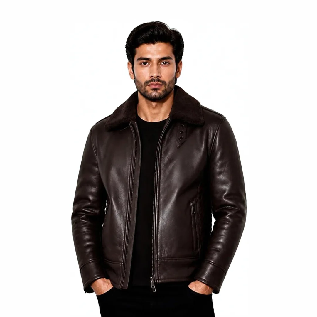 Men Pilot Brown Leather Jacket