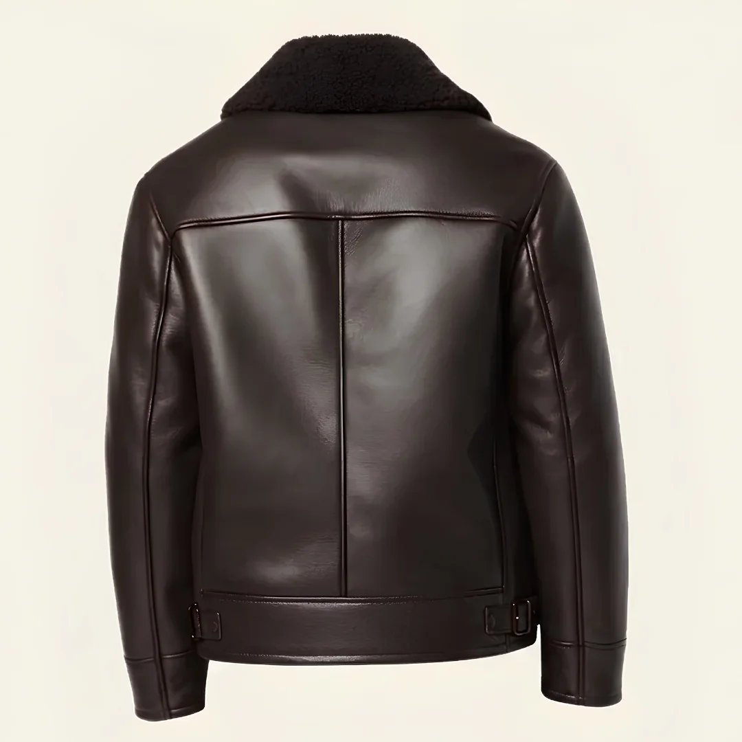 Men Pilot Brown Leather Jacket back