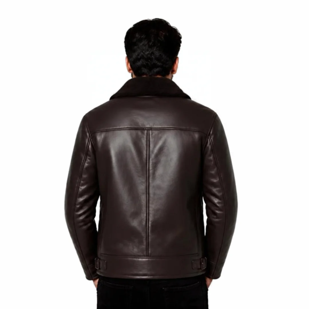 Men Pilot Brown Leather Jacket back