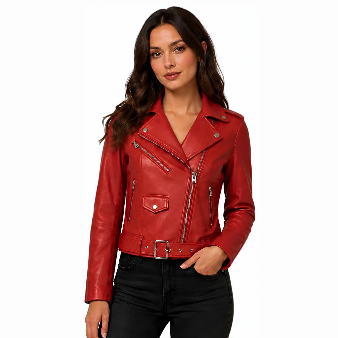 Moto Red Leather Jacket