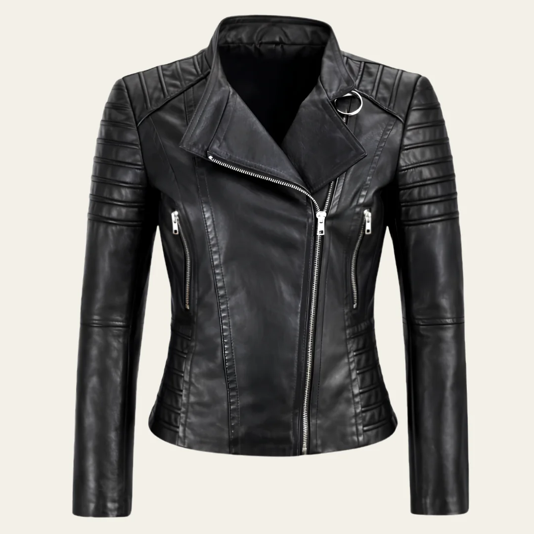 Women Moto Black Leather Jacket