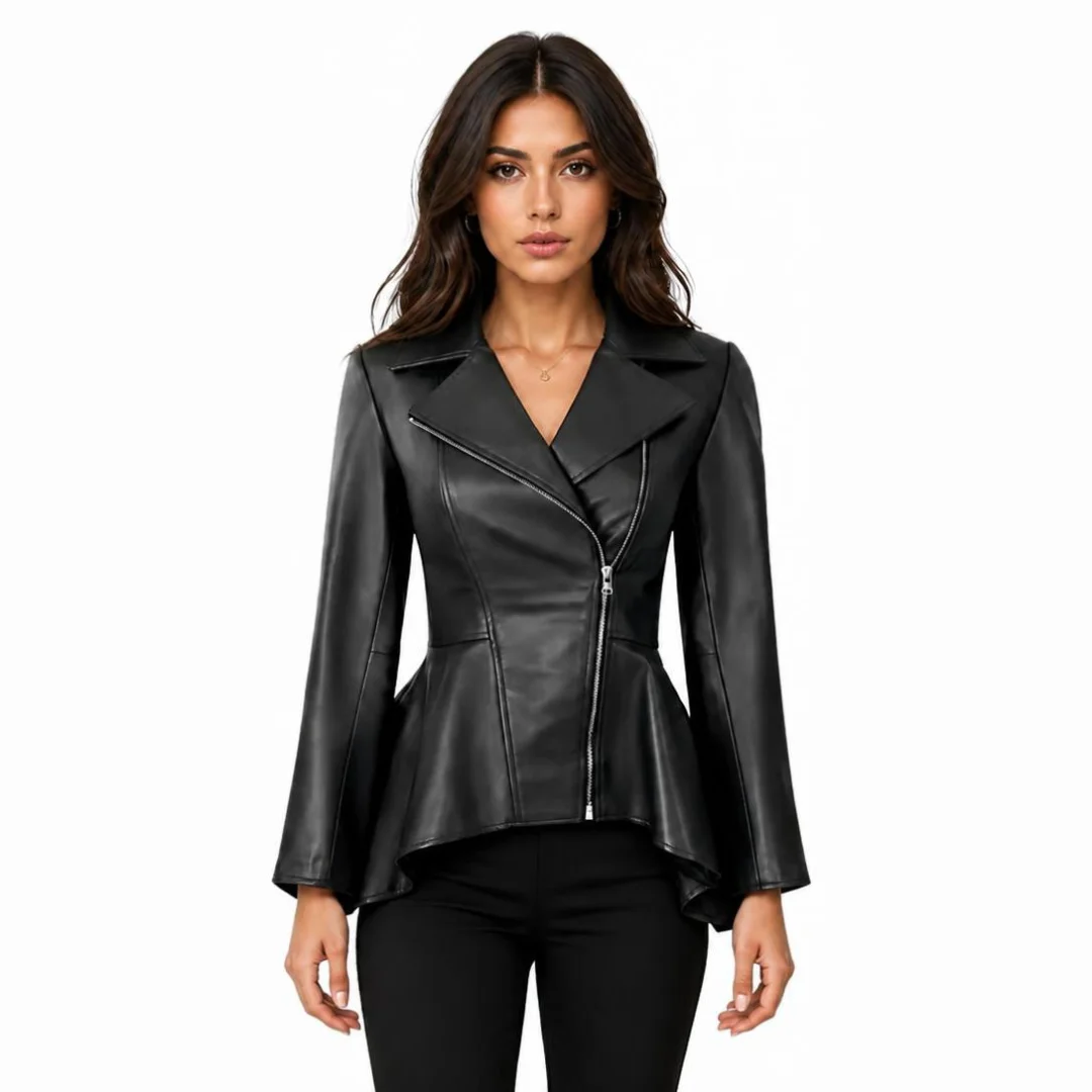 Women Peplum Leather Jacket