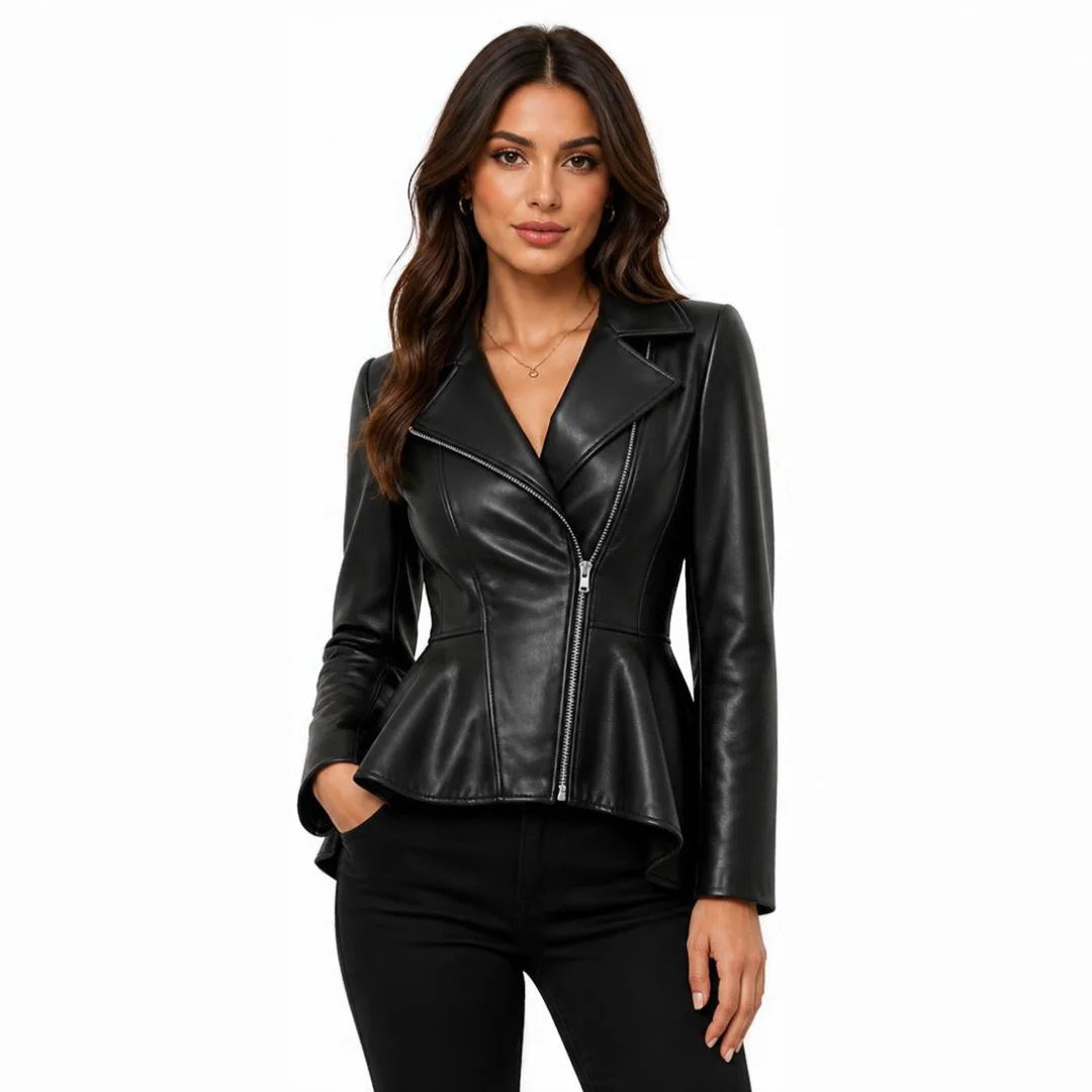 Women Peplum Leather Jacket