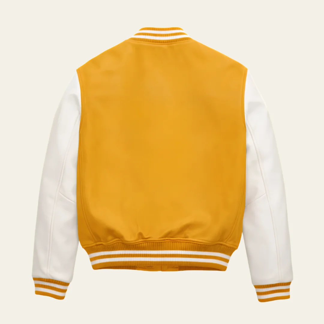 Yellow and White Varsity Jacket back