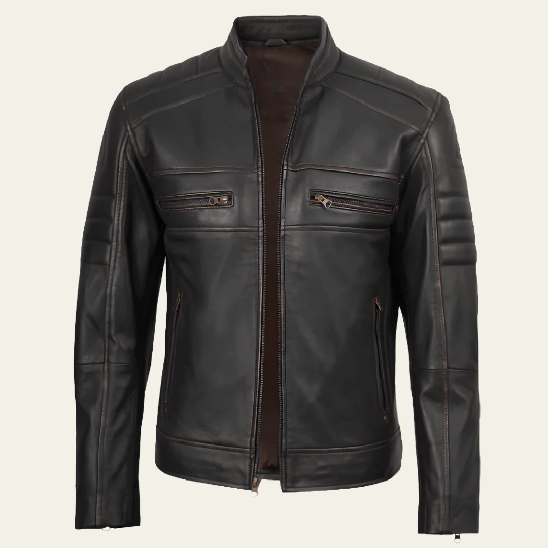 Men's Biker Vintage Motorcycle Leather Jacket