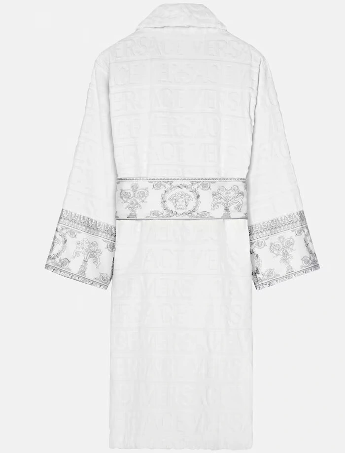 Luxury Ford Jast White And Silver Versace Bathrobe