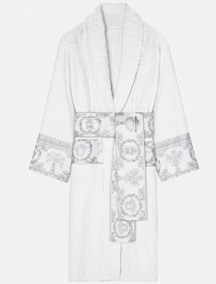 Luxury Ford Jast White And Silver Versace Bathrobe