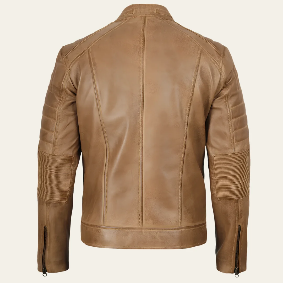 Mens Biker Vintage Cafe Racer Leather Jacket