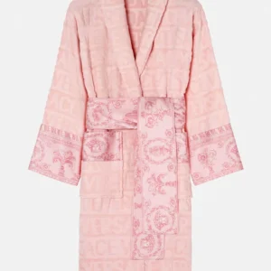 Luxury Pearl Toy Pink Versace Plain Bathrobe