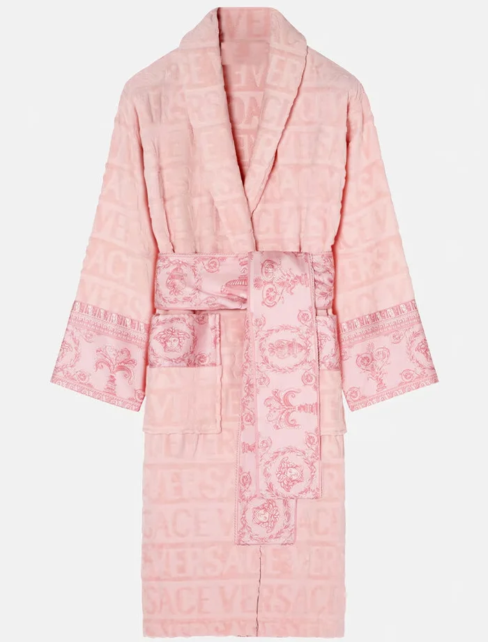 Luxury Pearl Toy Pink Versace Plain Bathrobe