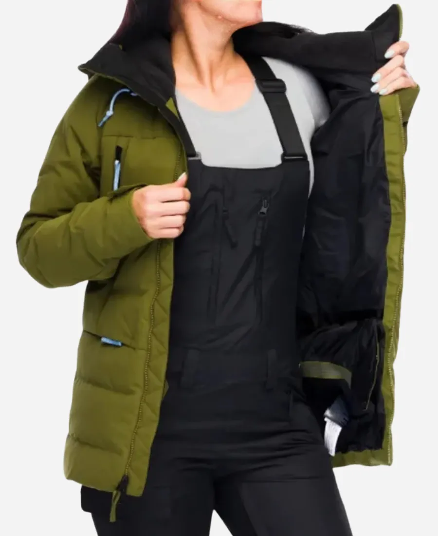 Rose Leslie Vigil S03 Green Puffer Hooded Jacket Style