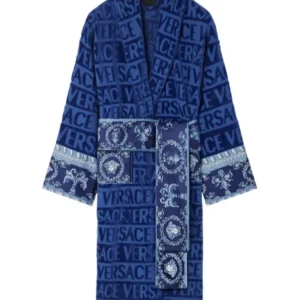 Luxury Vozien All-Over Motif Versace Blue Bathrobe