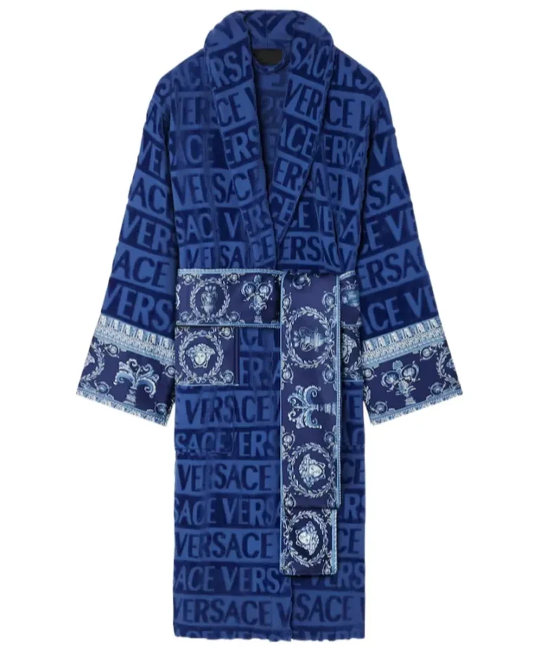 Luxury Vozien All-Over Motif Versace Blue Bathrobe