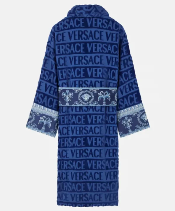 Luxury Vozien All-Over Motif Versace Blue Bathrobe