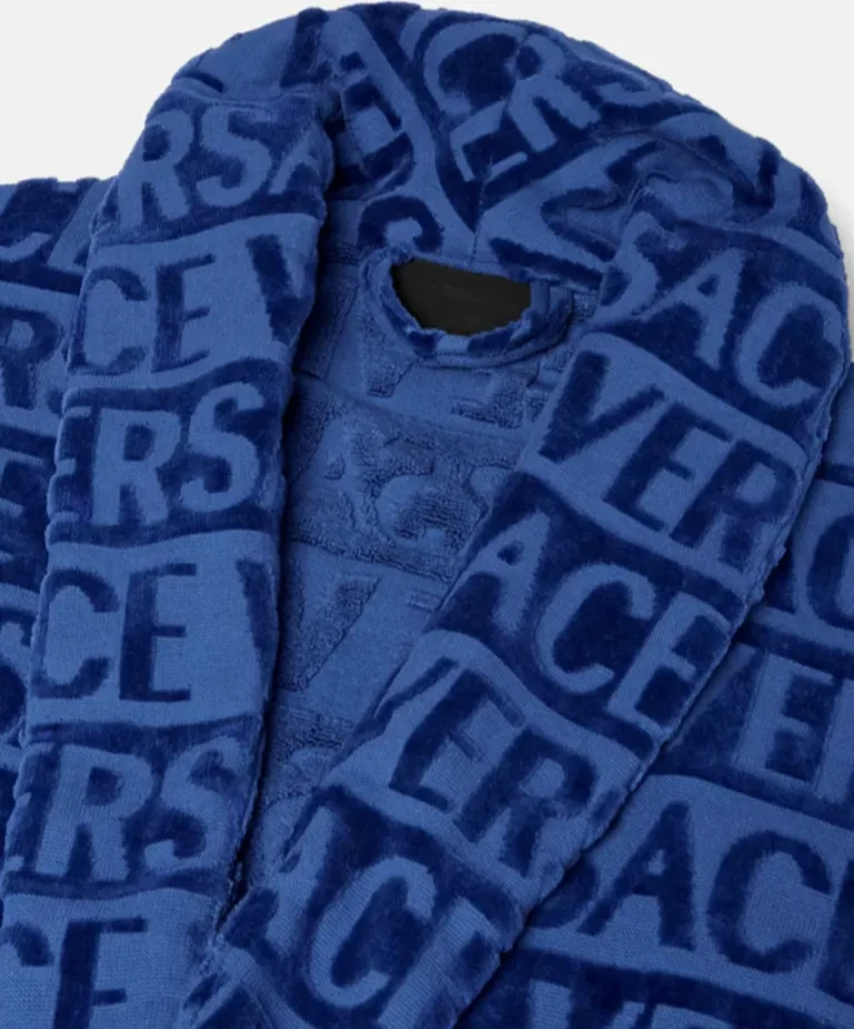Luxury Vozien All-Over Motif Versace Blue Bathrobe