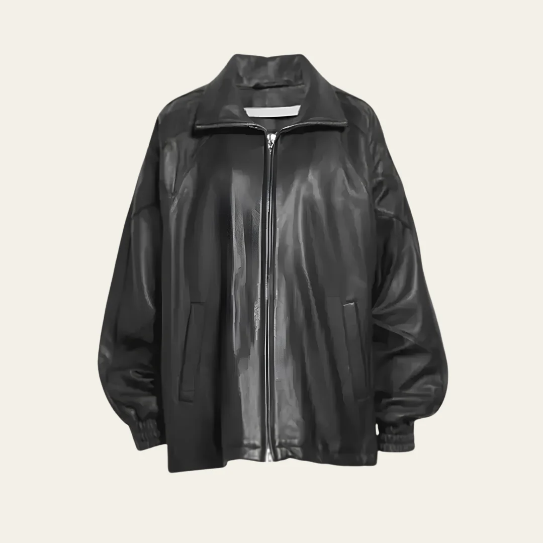 Women Oversize Leather Bomber Jacket