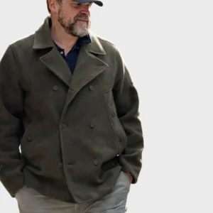 David Harbour Maya Hawke’s Wedding Green Coat