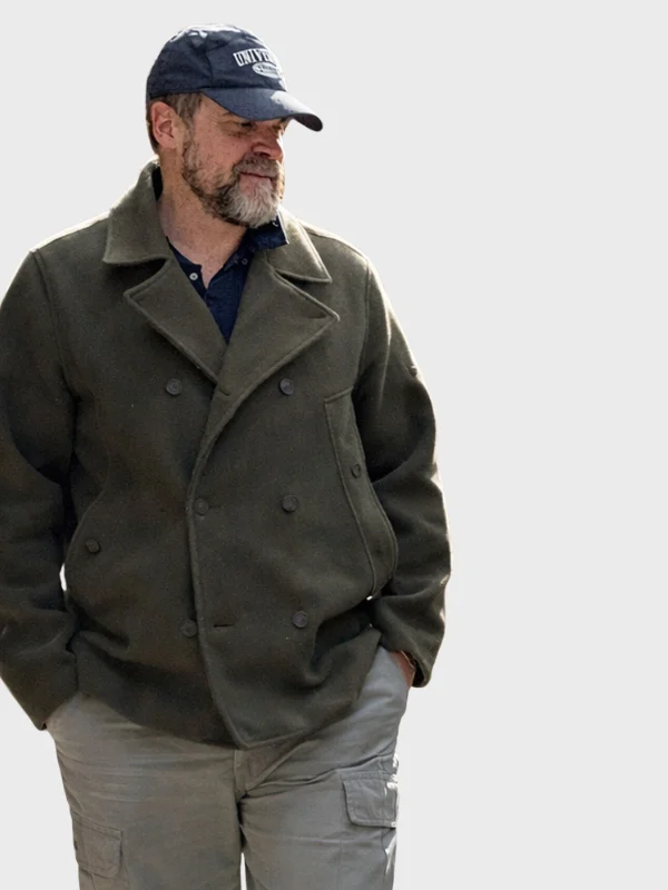 David Harbour Maya Hawke’s Wedding Green Coat