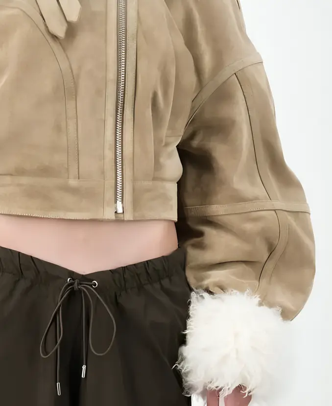 Camille Emily in Paris S04 Beige Suede Jacket