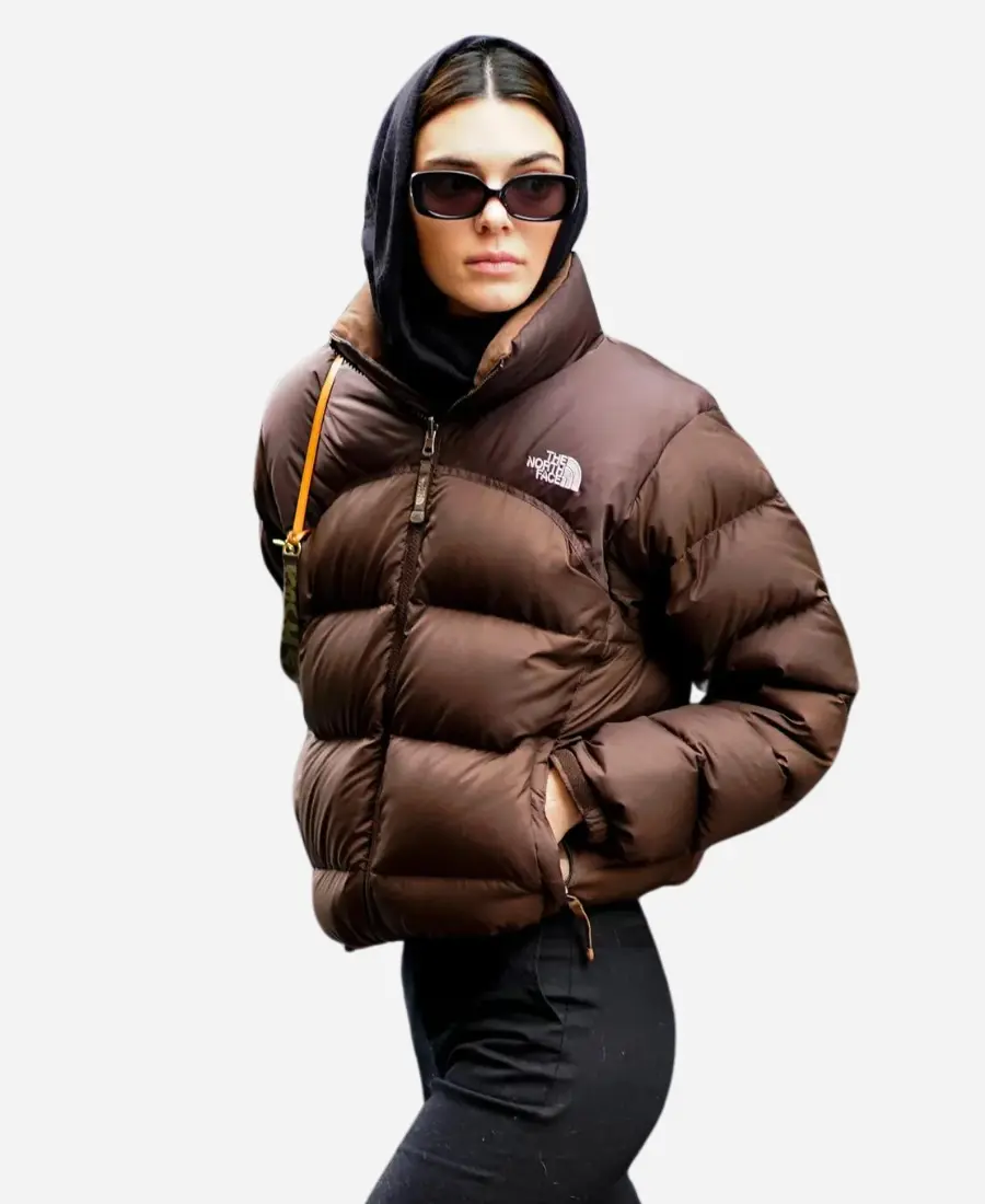 Kendall Jenner Brown North Face Puffer Jacket