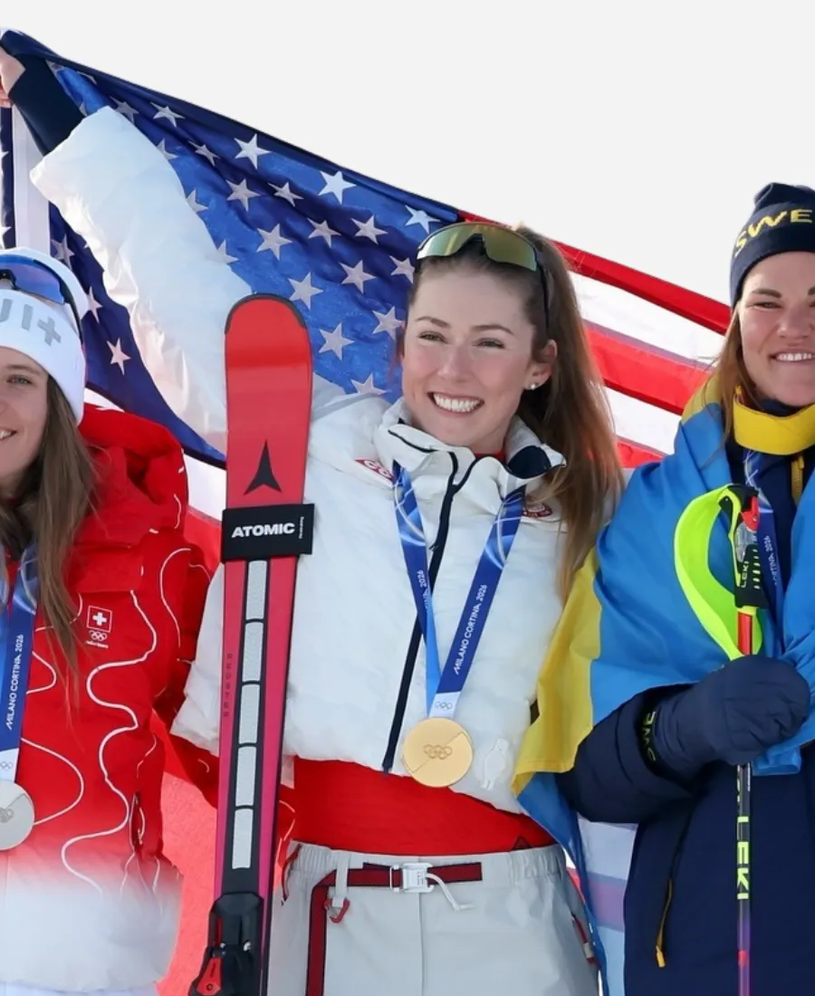Mikaela Shiffrin Winter Olympics 2026 White Jacket