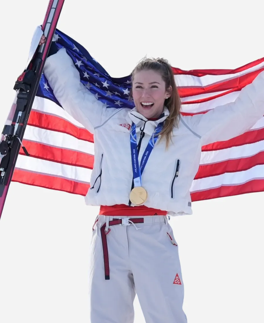 Mikaela Shiffrin Winter Olympics 2026 White Jacket