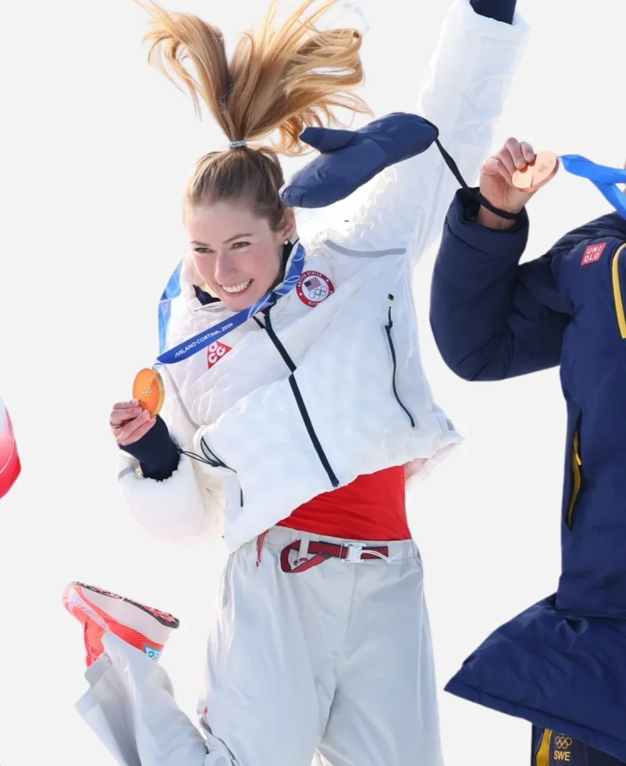 Mikaela Shiffrin Winter Olympics 2026 White Jacket