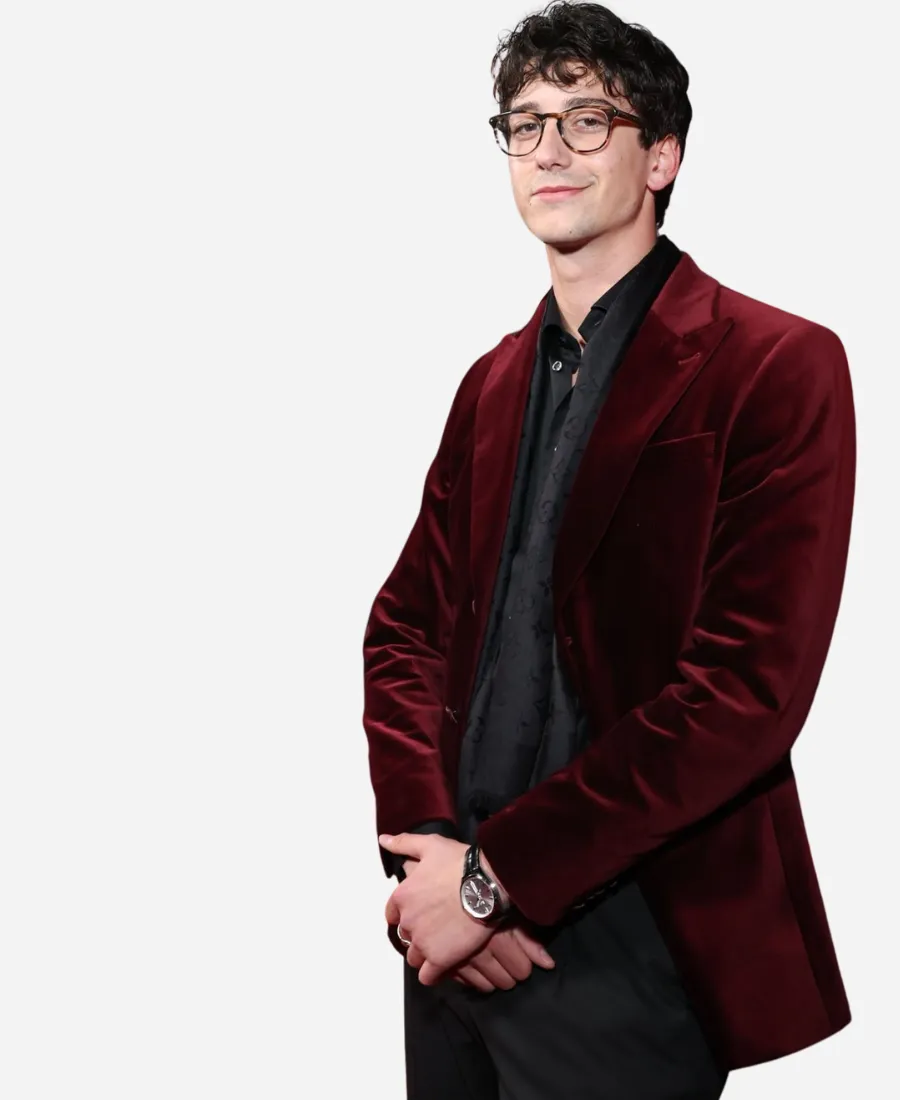 Milo Manheim Thanksgiving 2023 Maroon Blazer