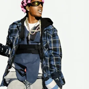 Rapper-Aap-Rocky-Lollapalooza-Chicago-Checkered-Cotton-Hooded-Jacket
